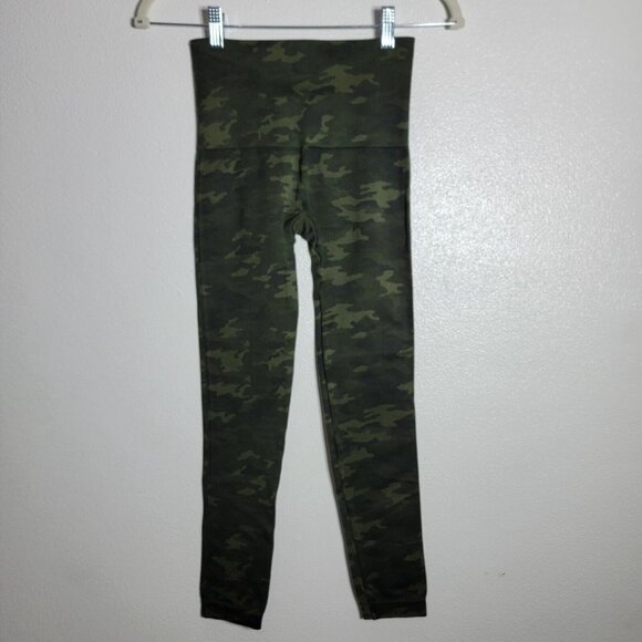 Spanx Green Camo Leggings Size Medium High Rise Full Length Tummy Compression - Picture 2 of 3